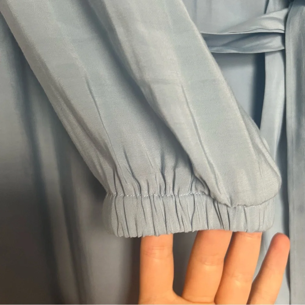 EC Light Blue Alexis Roe Wrap Dress Modest Ling Sleeve Lightweight Size Large - Picture 9 of 11